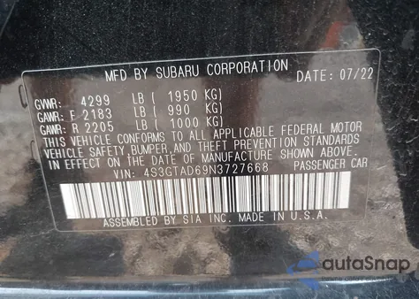 2022 Subaru Impreza Premium 5-Door z USA, uszkodzony, nr VIN 4S3GTAD69N3727668